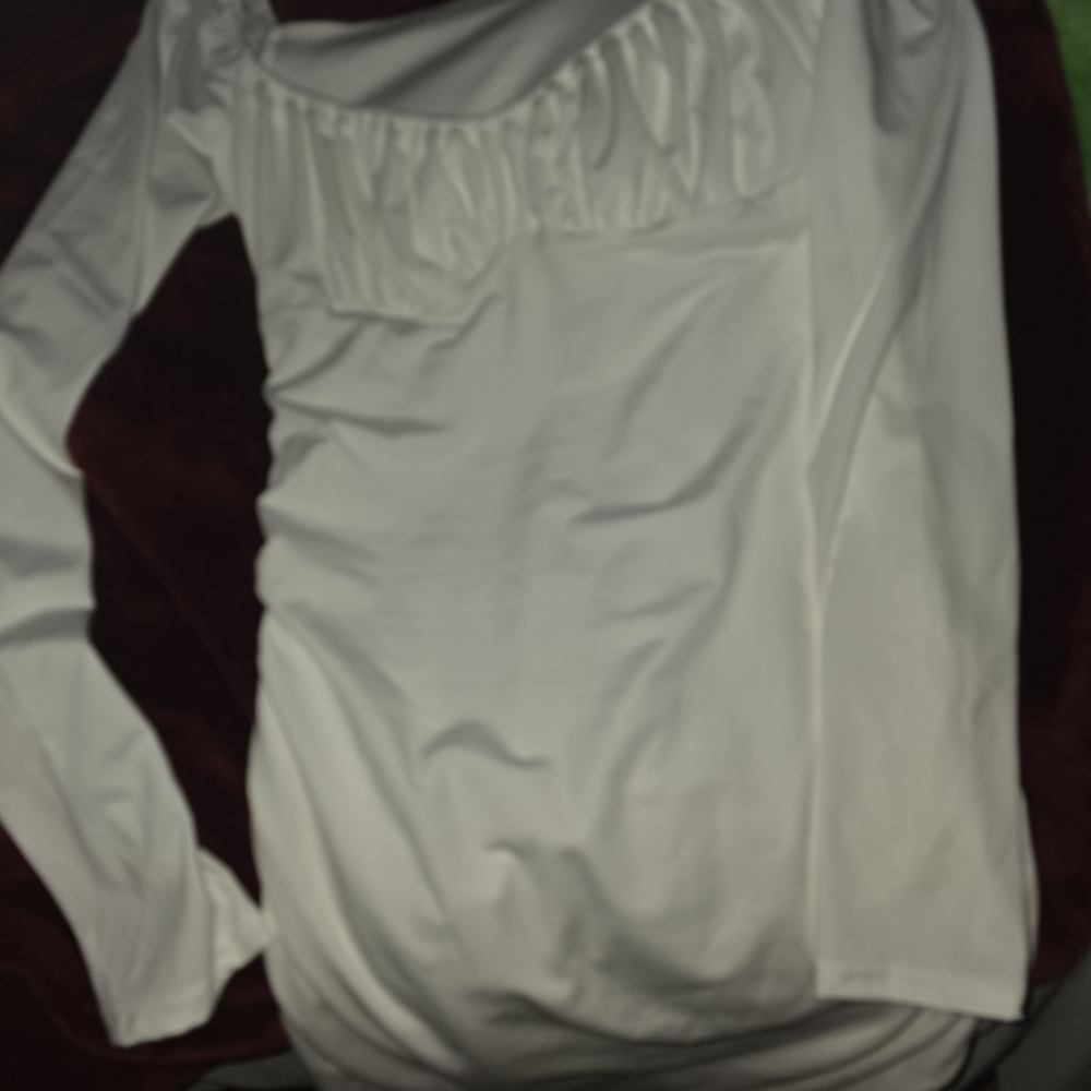 SHEIN Cream Ruched Long Sleeve Wedding Dress